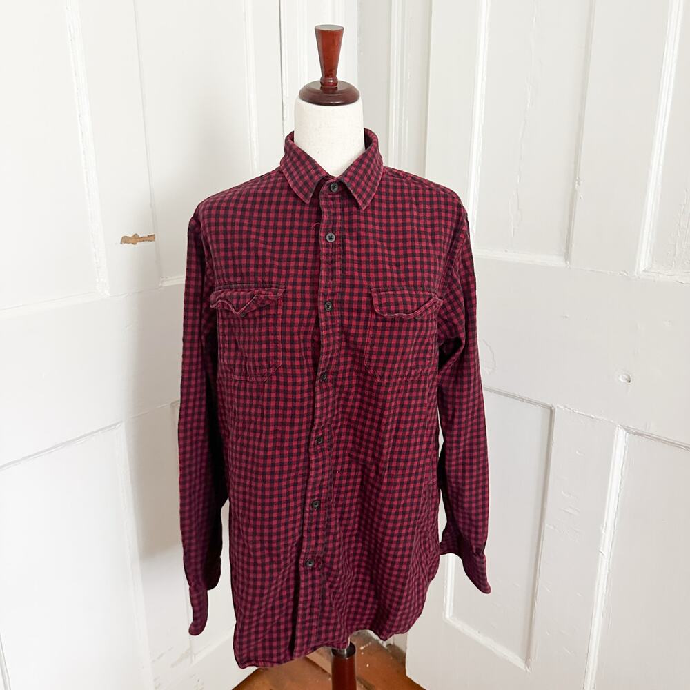 Old Navy Red & Black Gingham Flannel Men's L